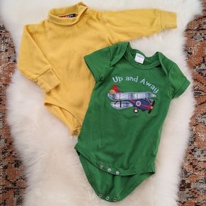 ☮️Vintage Yellow GymSport + Green Airplane Onesies